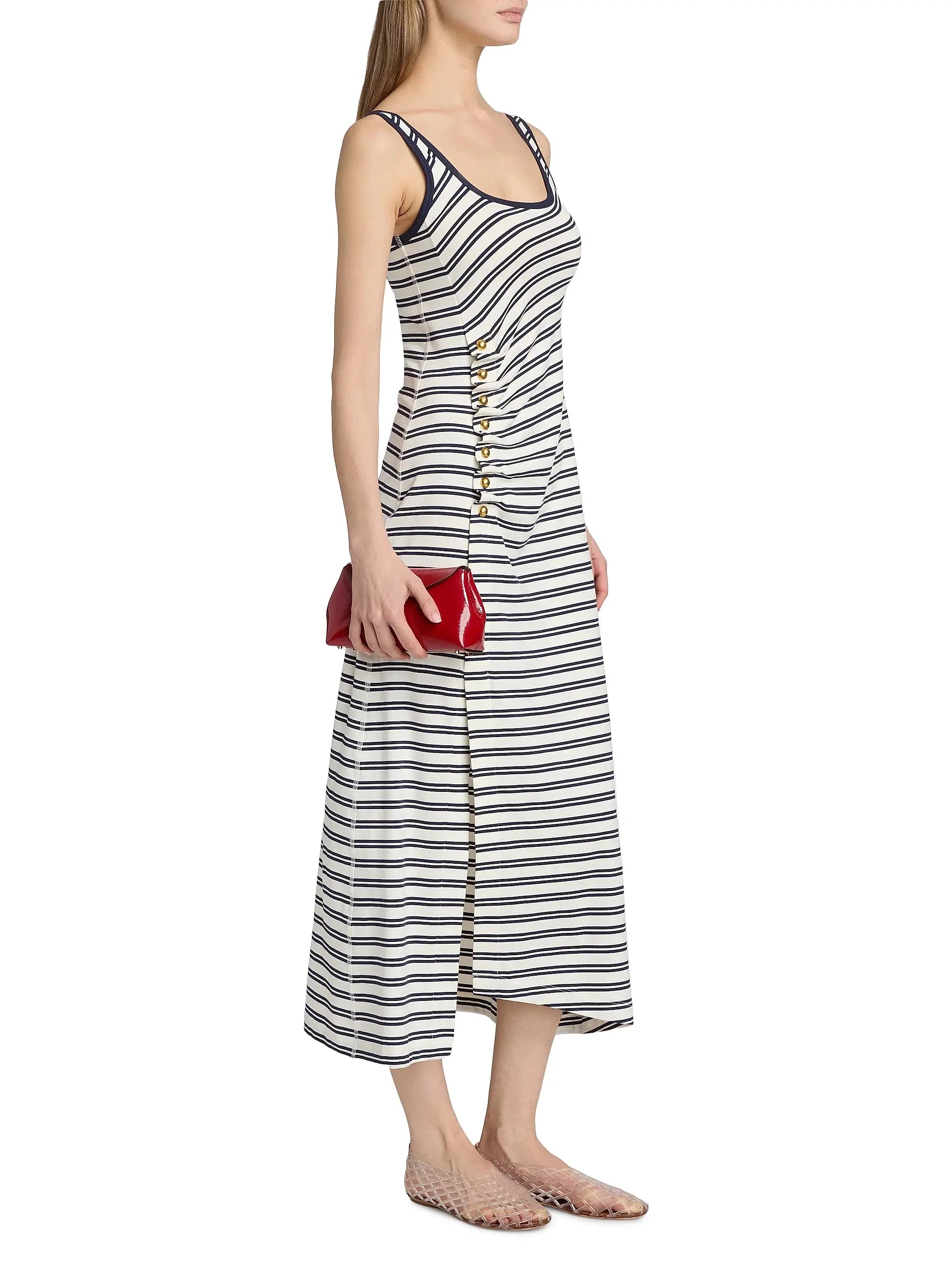 Becker Cotton Jersey Midi Dress Midnight Stripe Dresses - Midi Simkhai 