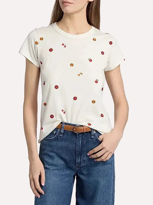 All Over Baby Tomato Tee Ecru Tops - Tees rag & bone 
