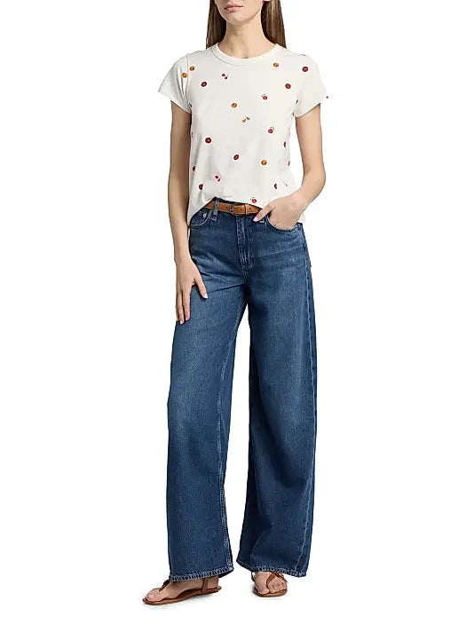 All Over Baby Tomato Tee Ecru Tops - Tees rag & bone 