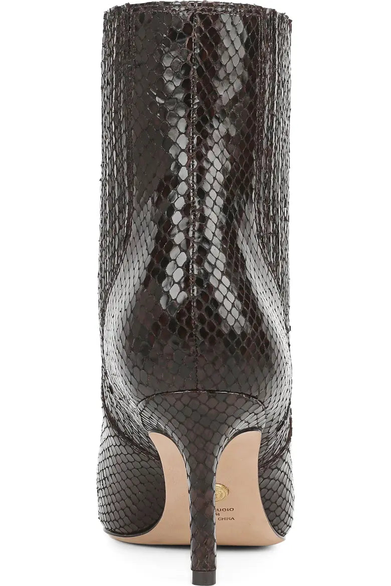 Lisa 70mm Pointed Toe Bootie Leather Python Espresso
