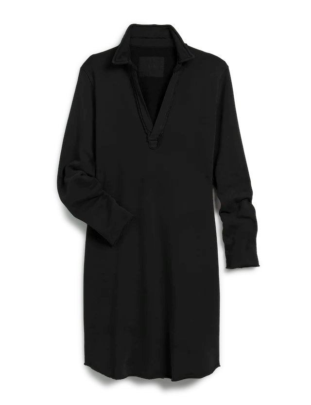 Nicole Henley Dress Triple Fleece Black Dresses - Short Frank & Eileen 