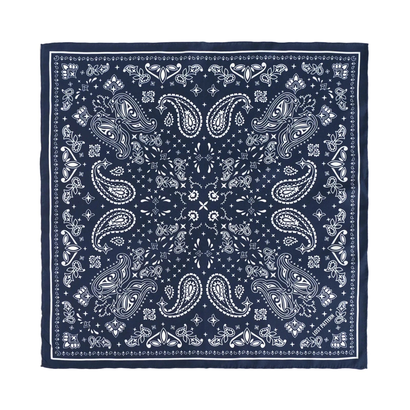 Paisley Silk Bandana Scarf Midnight Blue Scarves Lost Pattern NYC 