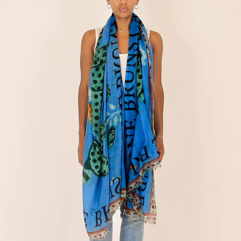 Venice Leopard Cashmere Scarf Blue Scarves Simone Bruns 