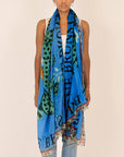 Venice Leopard Cashmere Scarf Blue Scarves Simone Bruns 