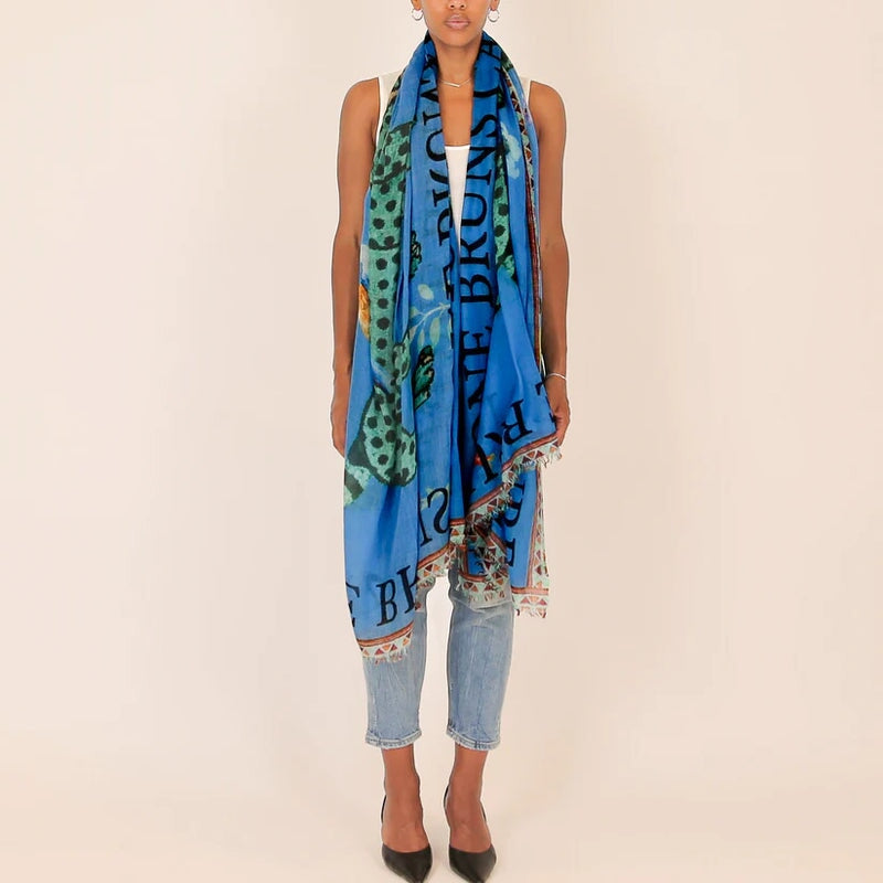 Venice Leopard Cashmere Scarf Blue Scarves Simone Bruns 