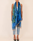 Venice Leopard Cashmere Scarf Blue Scarves Simone Bruns 