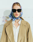 New York in Sketches Silk Scarf Blue Scarves Lost Pattern NYC 