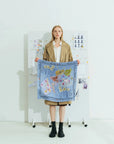 New York in Sketches Silk Scarf Blue Scarves Lost Pattern NYC 