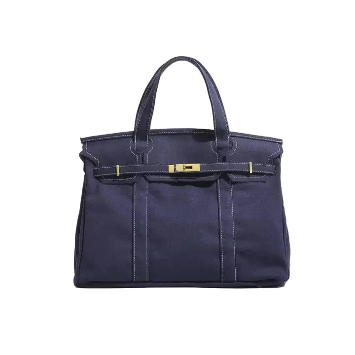 Canvas Boat Bag Solid Dark Blue Tote & Satchel Familywear 