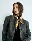 House of Frida Silk Bandana Scarf Neon Green Scarves Lost Pattern NYC 