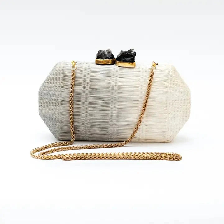 Woven Clutch Light Gray