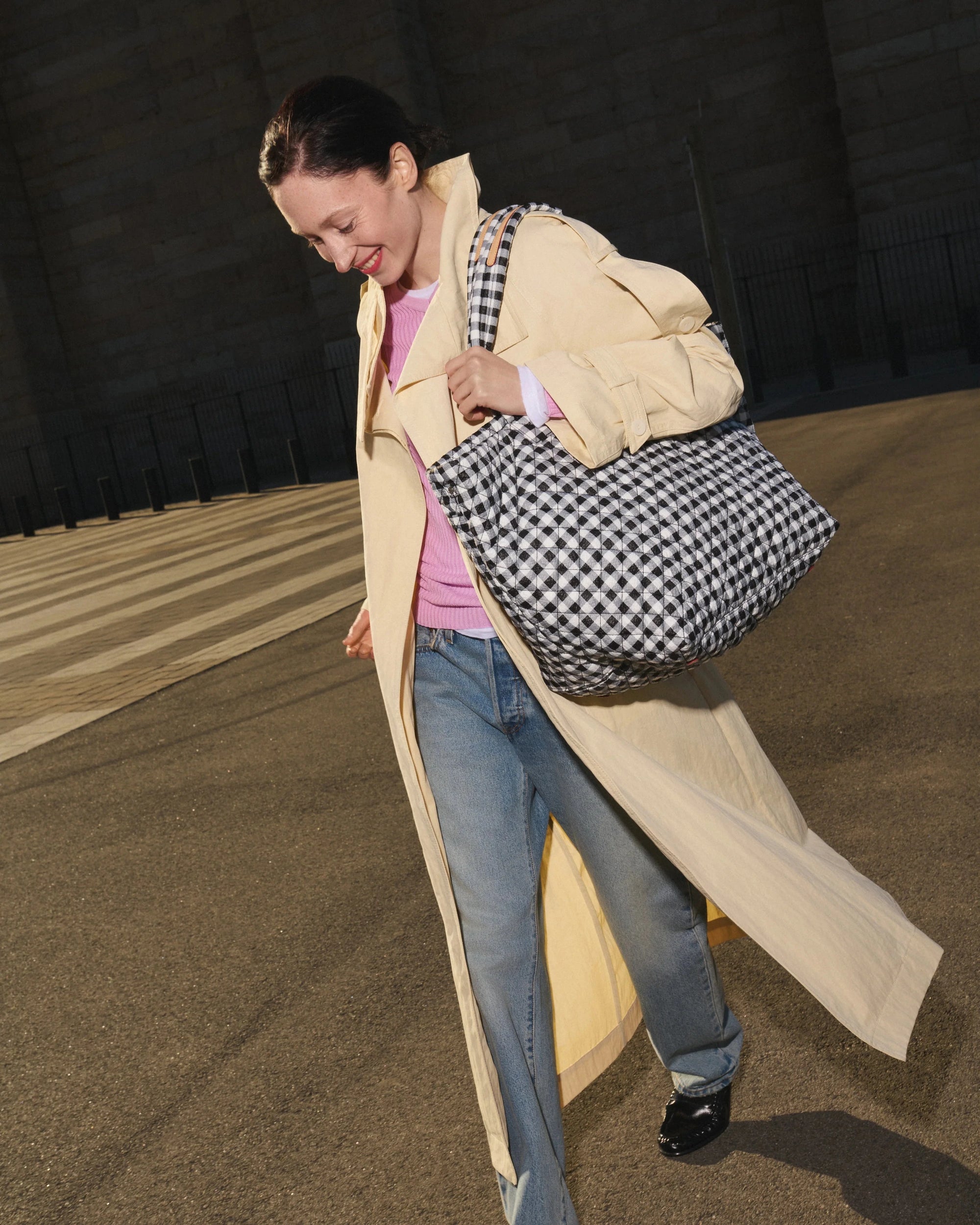 Large Metro Tote Deluxe Black/White Gingham Tote & Satchel MZ Wallace 