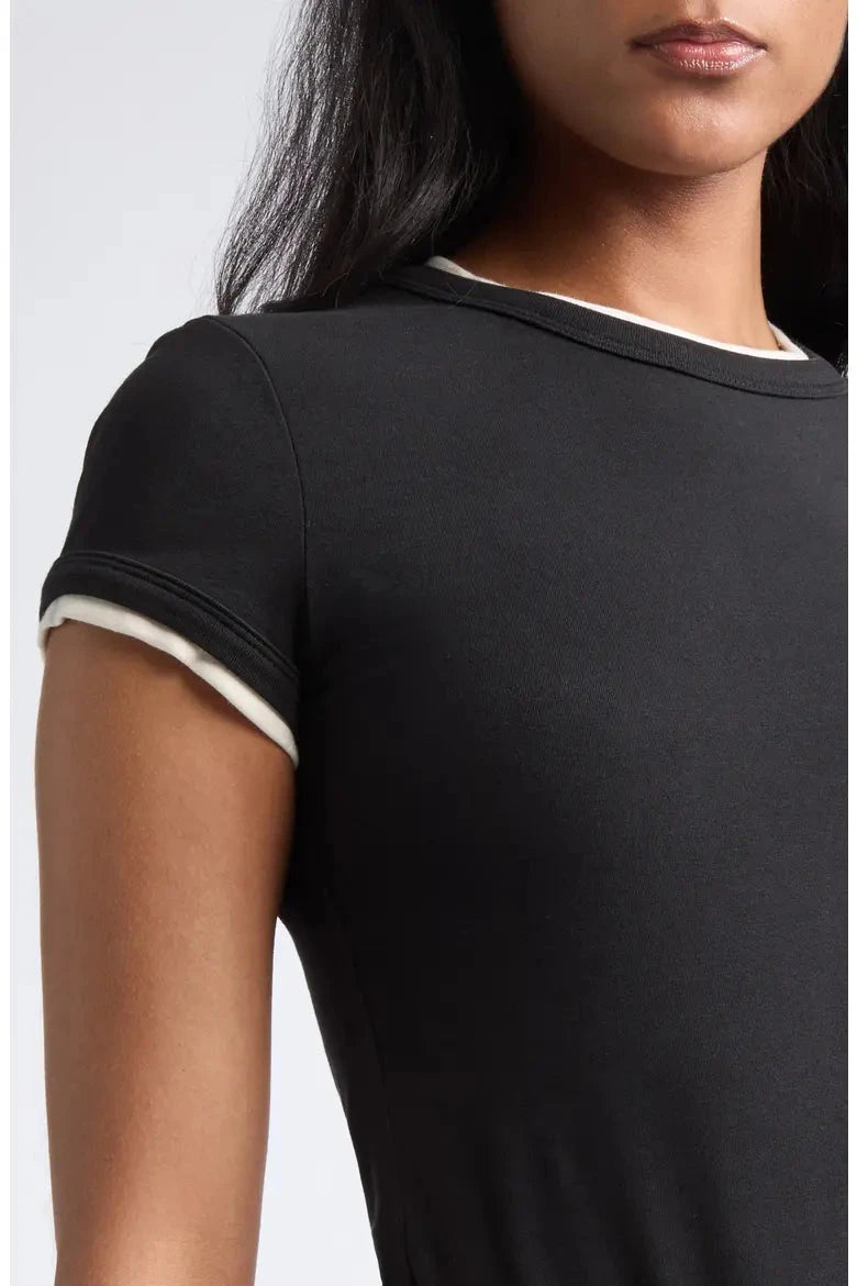 Contrast Devin Tee Black/Ecru Tops - Tees Veronica Beard 