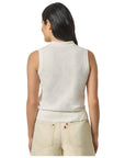 Sleeveless Polo Sweater White Linen Sweater - Vest Lilla P 
