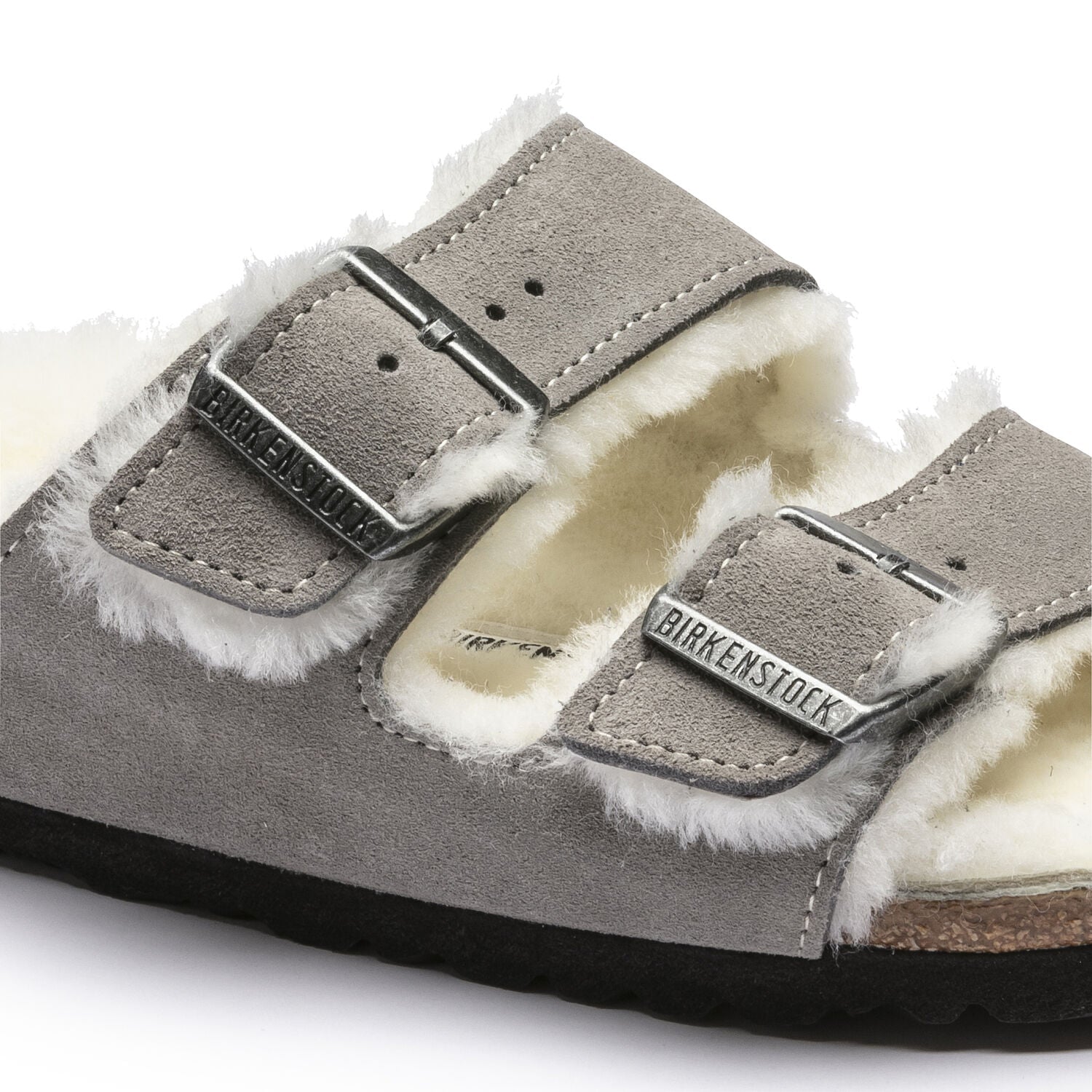 Arizona Shearling Suede Stone Coin Shoes - Sandals - Flat Sandals Birkenstock 