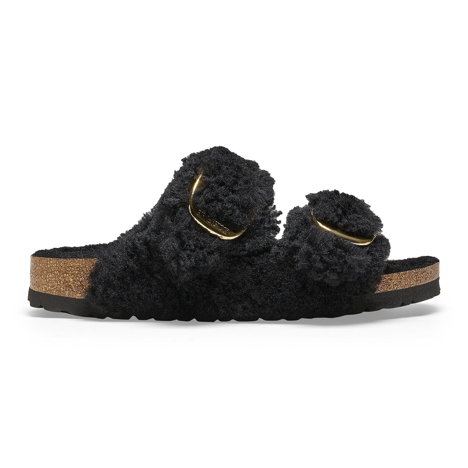 Arizona Big Buckle Shearling Black Gold Shoes - Sandals - Flat Sandals Birkenstock 