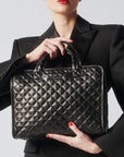 Box Tote Medium Quilted Leather Black Handbags - Tote & Satchel MZ Wallace 