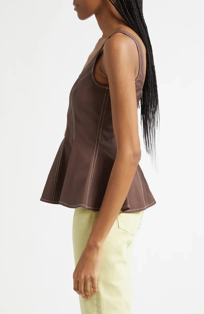 Charlie Top Dark Mocha Tops - Blouses Veronica Beard 