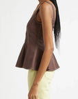 Charlie Top Dark Mocha Tops - Blouses Veronica Beard 