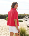 Patty Popover Short Sleeve Henley Double Decker Red Tops - Tees Frank & Eileen 
