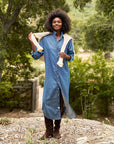 Rory Maxi Shirtdress Vintage Stonewashed Indigo