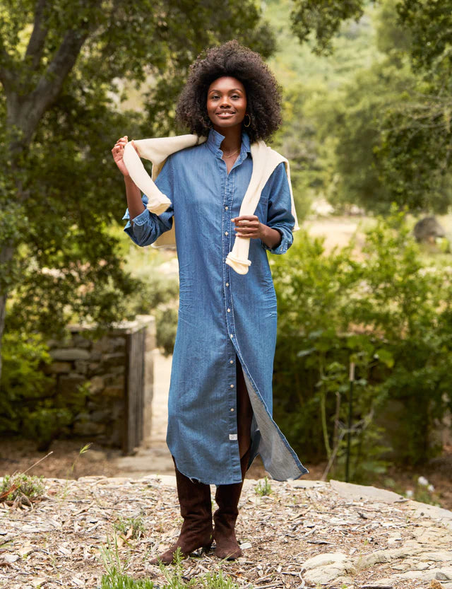 Rory Maxi Shirtdress Vintage Stonewashed Indigo