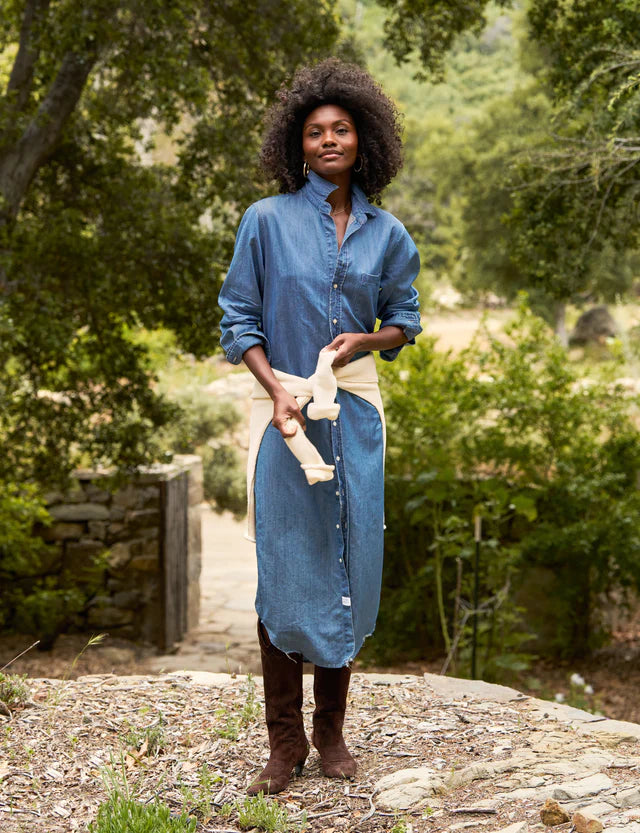 Rory Maxi Shirtdress Vintage Stonewashed Indigo