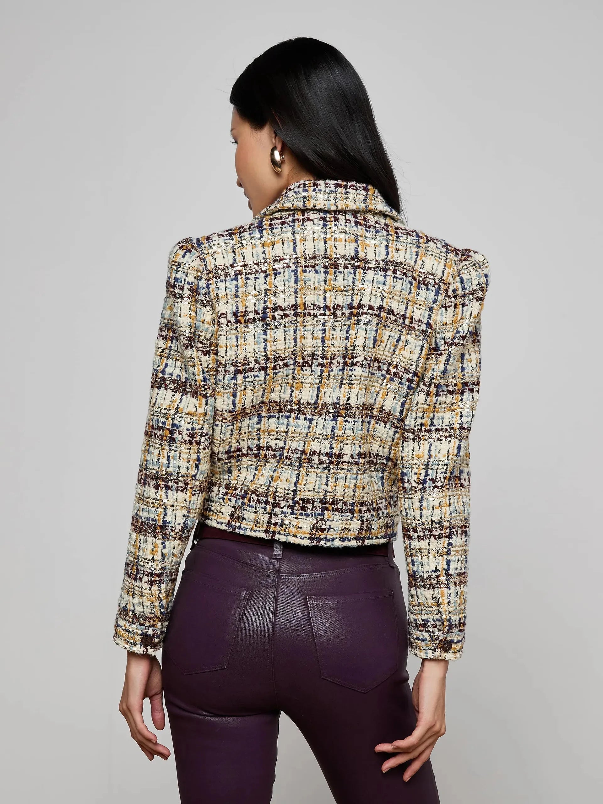 Kasey Jacket Multi Tweed Gold Sequins Jackets - Blazers L'Agence 