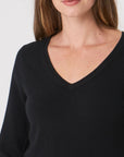 Organic Cashmere V-Neck Sweater Black