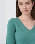 Organic Cashmere V-Neck Sweater Jade