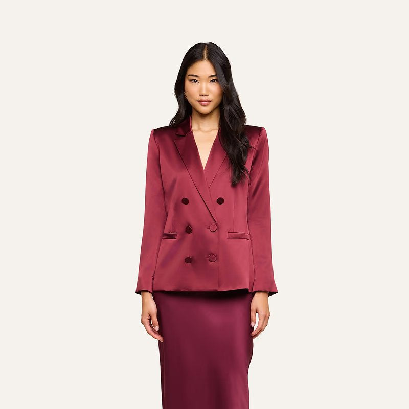 Sena Double Breasted Blazer Merlot Red Jackets - Blazers L'Agence 