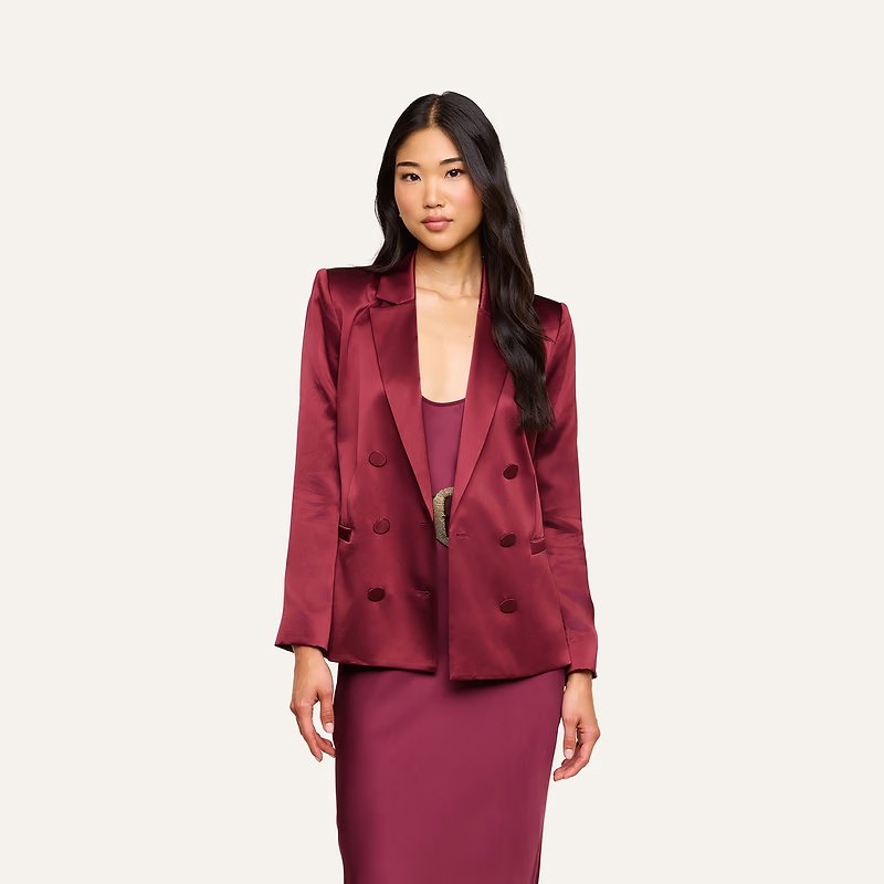 Sena Double Breasted Blazer Merlot Red Jackets - Blazers L'Agence 