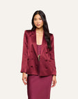 Sena Double Breasted Blazer Merlot Red Jackets - Blazers L'Agence 