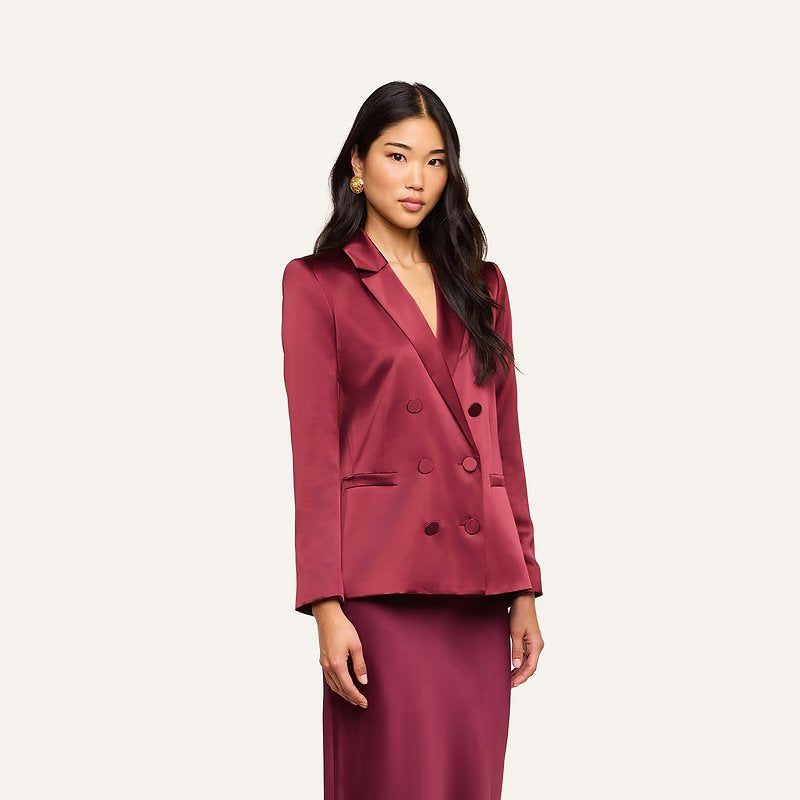 Sena Double Breasted Blazer Merlot Red Jackets - Blazers L'Agence 