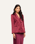Sena Double Breasted Blazer Merlot Red Jackets - Blazers L'Agence 