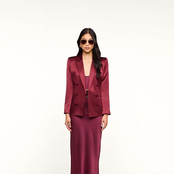 Sena Double Breasted Blazer Merlot Red Jackets - Blazers L'Agence 