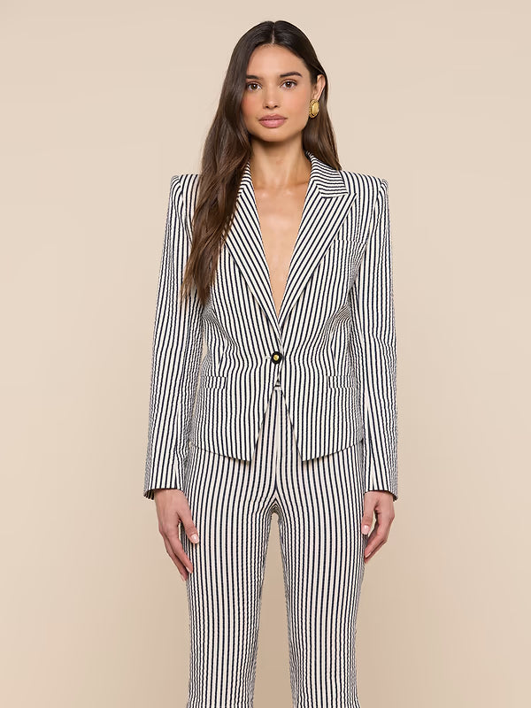 Misa Seersucker Blazer Ivory/Midnight Stripe Jackets - Blazers L'Agence 