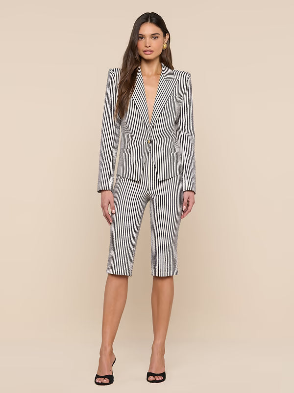 Misa Seersucker Blazer Ivory/Midnight Stripe Jackets - Blazers L'Agence 