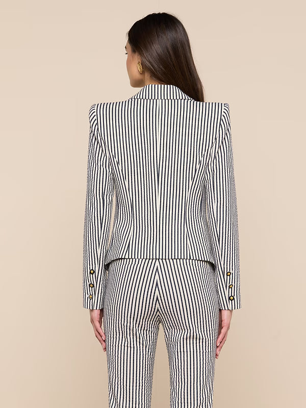 Misa Seersucker Blazer Ivory/Midnight Stripe Jackets - Blazers L'Agence 