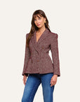Karima Tweed Blazer Merlot Red/Ecru Jackets - Blazers L'Agence 