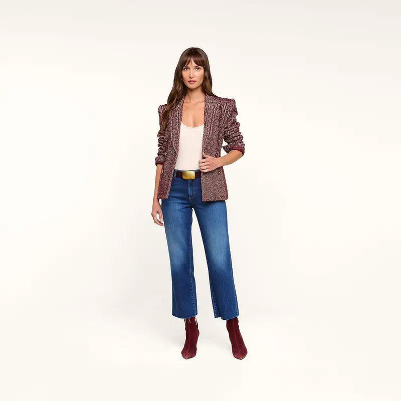 Karima Tweed Blazer Merlot Red/Ecru Jackets - Blazers L'Agence 