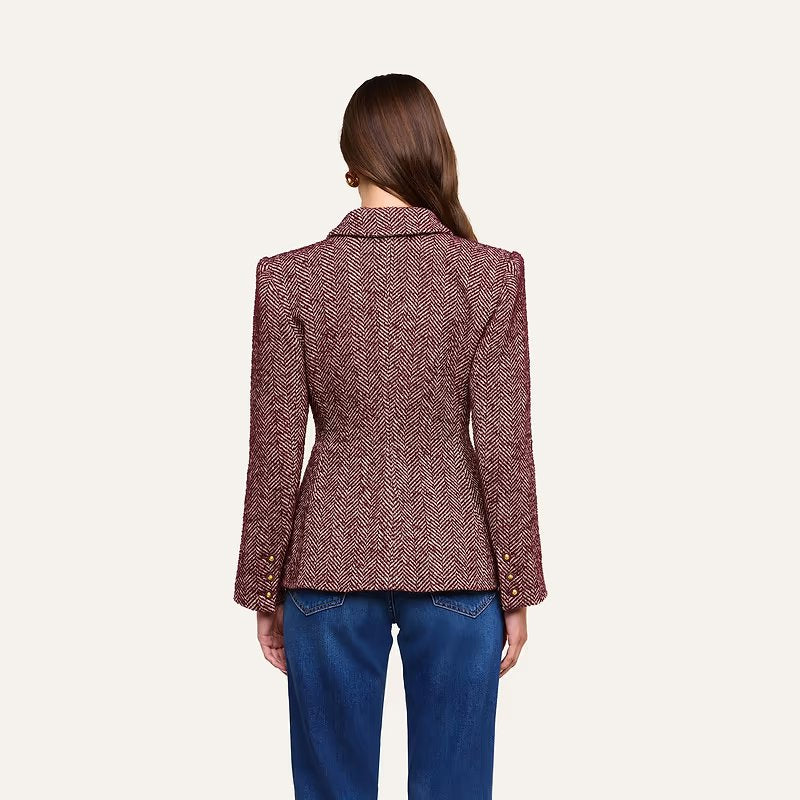 Karima Tweed Blazer Merlot Red/Ecru Jackets - Blazers L'Agence 