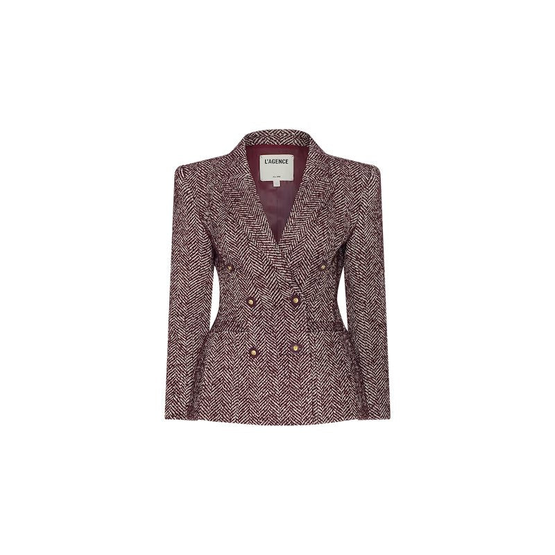 Karima Tweed Blazer Merlot Red/Ecru Jackets - Blazers L'Agence 