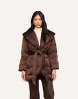 Glacier Shawl Collar Puffer Jacket Dark Java Outerwear - Longsleeve L'Agence 