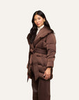 Glacier Shawl Collar Puffer Jacket Dark Java Outerwear - Longsleeve L'Agence 