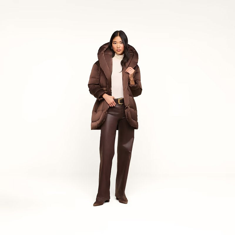 Glacier Shawl Collar Puffer Jacket Dark Java Outerwear - Longsleeve L'Agence 