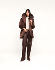 Glacier Shawl Collar Puffer Jacket Dark Java Outerwear - Longsleeve L'Agence 