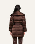 Glacier Shawl Collar Puffer Jacket Dark Java Outerwear - Longsleeve L'Agence 