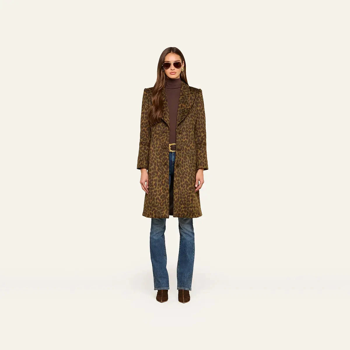 Laney Coat Dark Java Multi Leopard Outerwear - Longsleeve L'Agence 