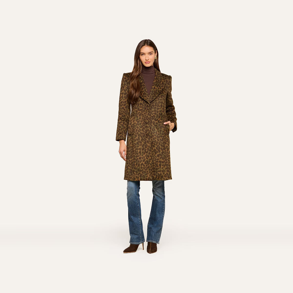 Laney Coat Dark Java Multi Leopard Outerwear - Longsleeve L'Agence 
